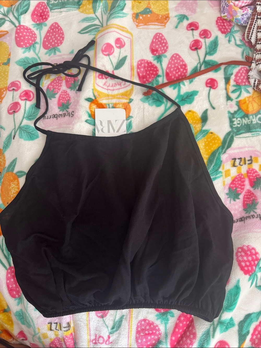 ZARA Black Halter Crop Camisole Top